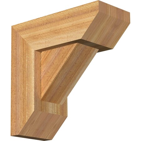 Ekena Millwork Traditional Slat Rough Sawn Bracket w/ Offset Brace, Western Red Cedar, 6"W x 14"D x 14"H BKT0604X14X14TRA06RWR